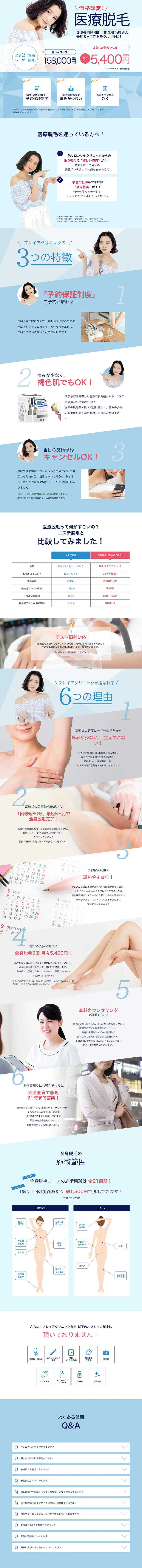 Medical laser hair removal and full body hair removal LP design (Beauty services / Shades of blue / Refined style) PC version