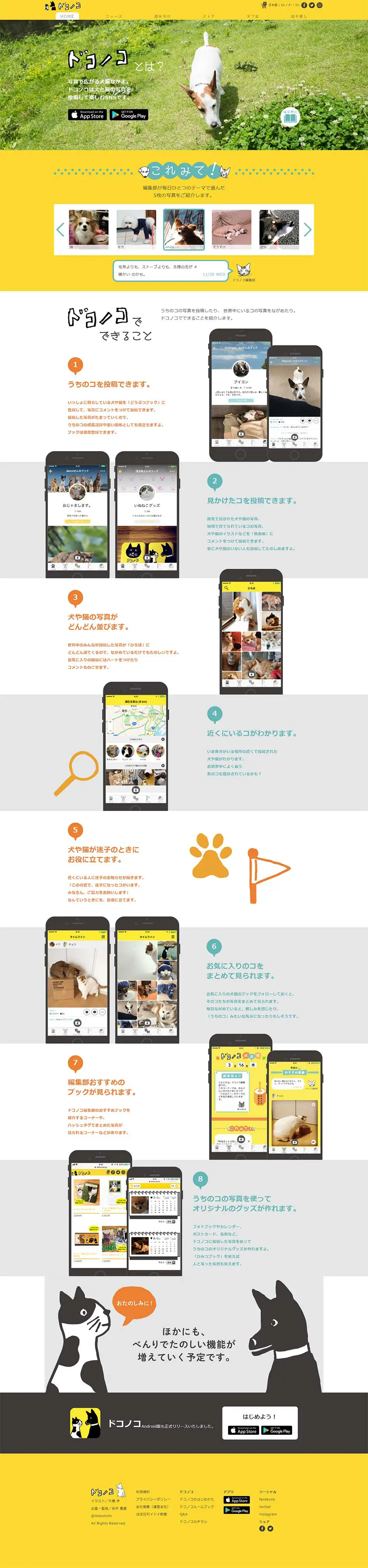 DOKONOKO LP design (Internet service / yellow / Cute style) PC version
