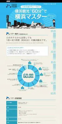 横浜観光タクシーのLPデザイン（サービス・保険・金融／ブルー系／シンプル系）PC版