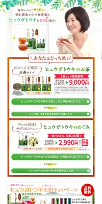 ヒュウガトウキのお茶のLPデザイン（健康・美容食品・サプリ／グリーン系／健康・癒し系）PC版