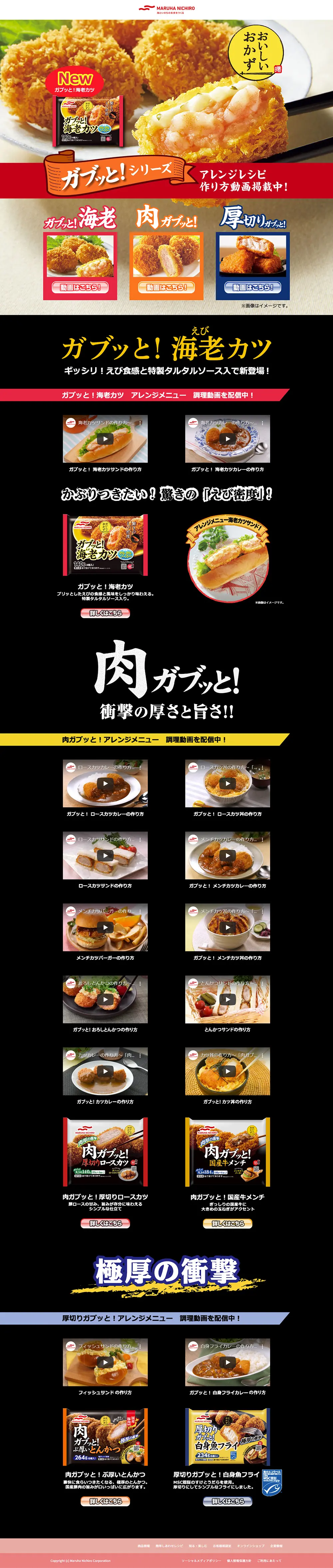 マルハニチロ　ガブっとシリーズのLPデザイン（食品／ブラック系／力強い系）PC版