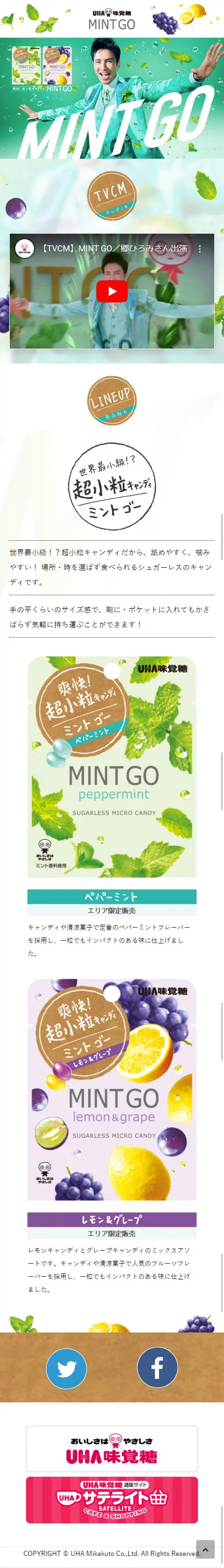 MINT GOのLPデザイン（スイーツ・スナック菓子／グリーン系／爽やか系）スマホ版