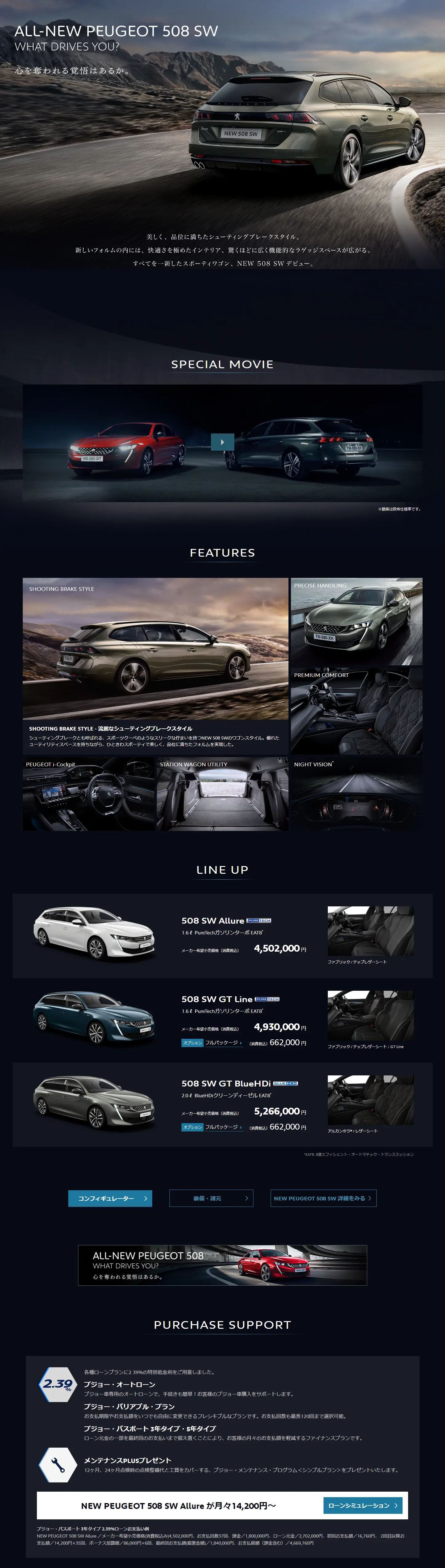 PEUGEOT 508 SWのLPデザイン（車・バイク・自転車／ブラック系／かっこいい系）PC版