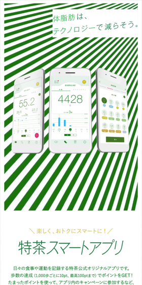 Tokucha Smart App LP design (Design, Apps, Systems / Green tones / Simple) Mobile version