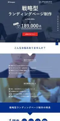 戦略型ランディングページ制作のLPデザイン（サービス・保険・金融／ブルー系／シンプル系）PC版