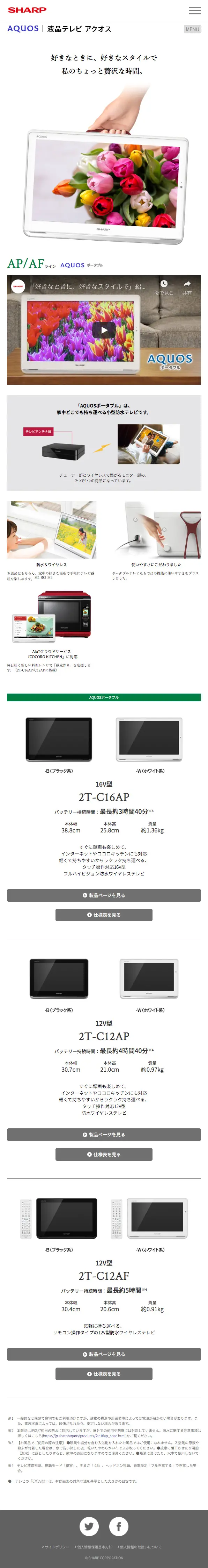Portable LCD TV AP/AF Line LP design (pc / White-based / Simple) Mobile version