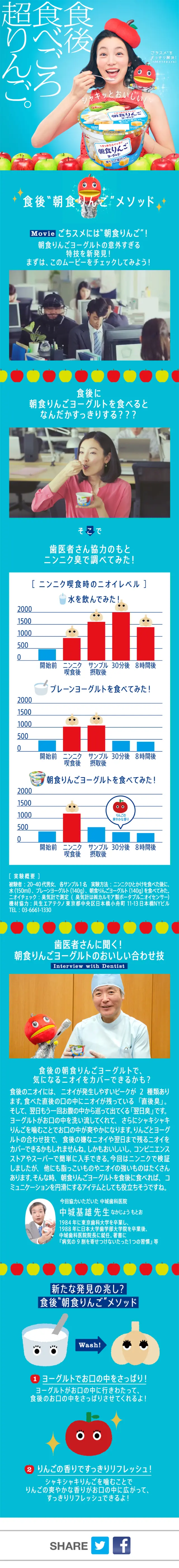 朝食りんごヨーグルトのLPデザイン（食品／ブルー系／信頼・安心系）スマホ版