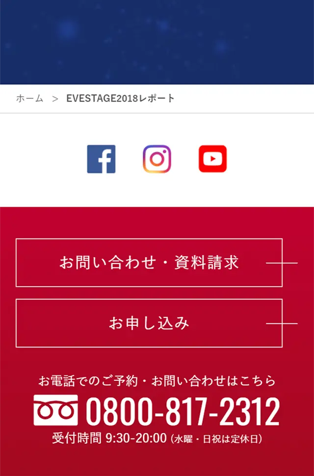 EVE STAGE 2018 Event Report LP design (Services, Insurance, and Finance / Red tones) Mobile version