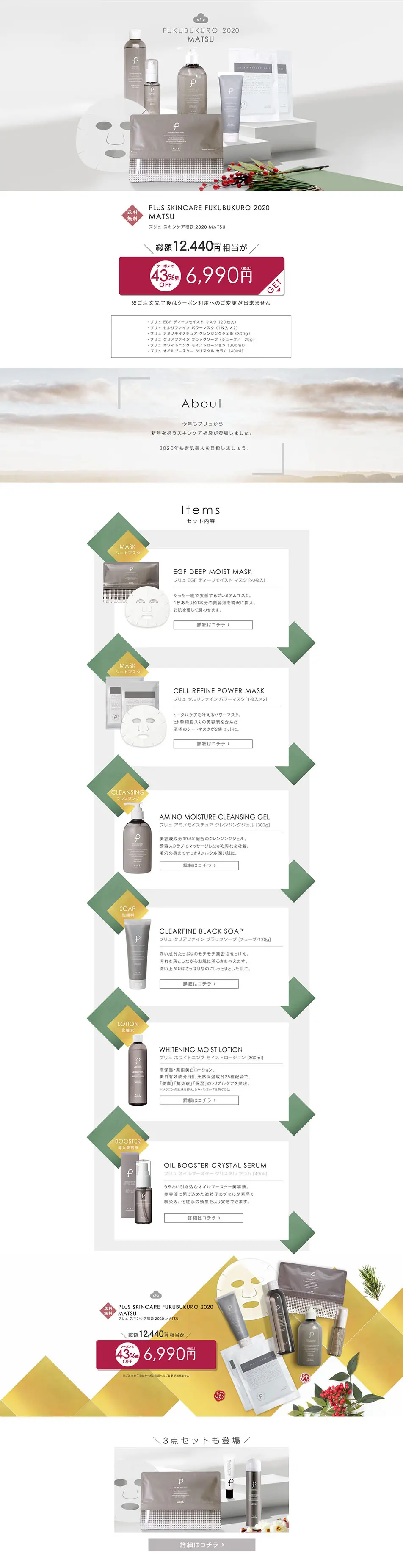 PLuSSKINCAREFUKUBUKURO2020MATSU LP design (Services, Insurance, and Finance / Shades of grey / Simple) PC version