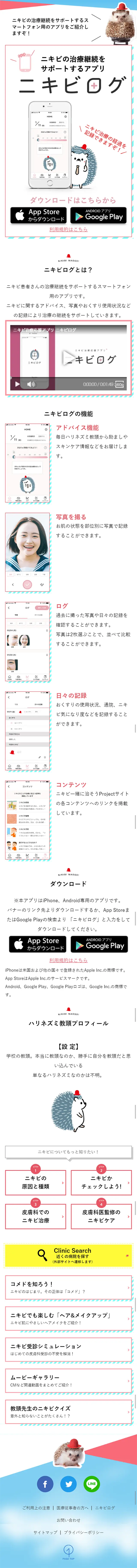 ニキビログのLPデザイン（インターネットサービス／ホワイト系／シンプル系）スマホ版