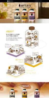 BOTTLATTE（ボトラッテ）のLPデザイン（飲料・お酒／ブラウン系／かわいい系）PC版