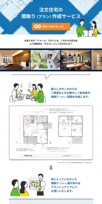 注文住宅 間取り作成サービスのLPデザイン（住宅・不動産／ブルー系／信頼・安心系）PC版