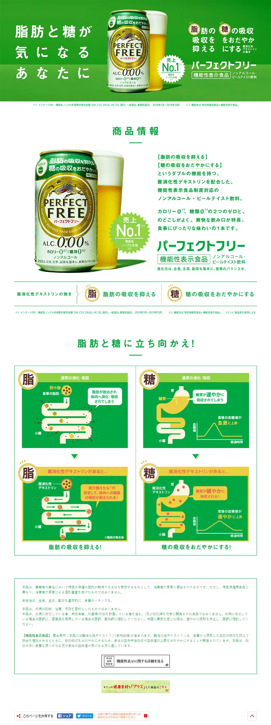 パーフェクトフリーのLPデザイン（飲料・お酒／グリーン系／信頼・安心系）PC版