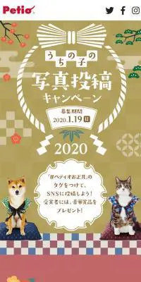 ペティオ うちの子の写真投稿キャンペーンのLPデザイン（サービス・保険・金融／ベージュ系／和風系）スマホ版