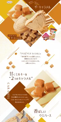 ザ・キャラメルのLPデザイン（スイーツ・スナック菓子／イエロー系／にぎやか系）PC版