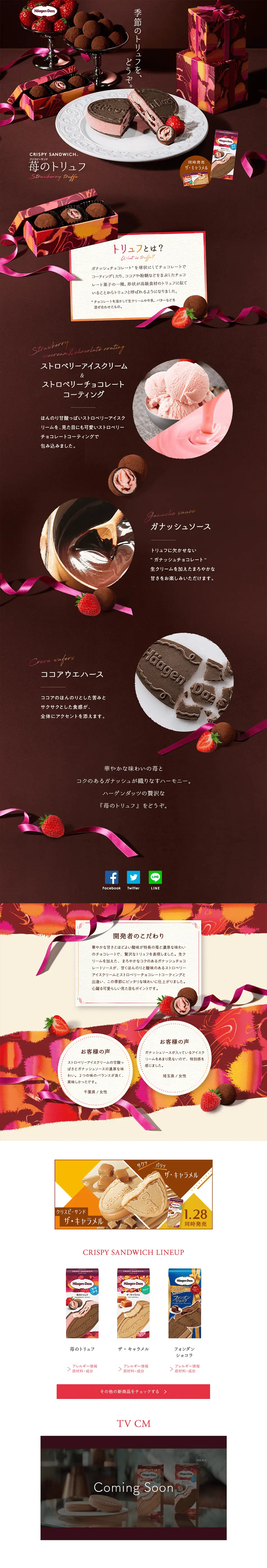 苺のトリュフのLPデザイン（スイーツ・スナック菓子／ピンク系／かわいい系）PC版