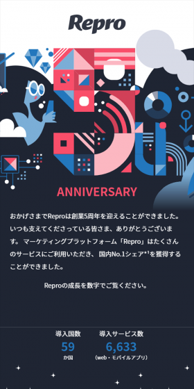 5th Anniversary Infographics LP design (Internet service / Shades of blue / Arts) Mobile version