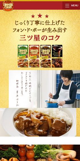 フォン・ド・ボー ディナーカレーのLPデザイン(食品/レッド系/ナチュラル系)スマホ版