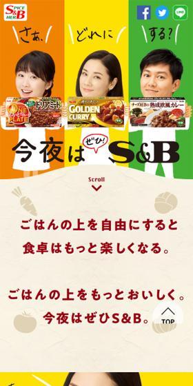 今夜はぜひS&BのLPデザイン（食品／カラフル系／シンプル系）スマホ版