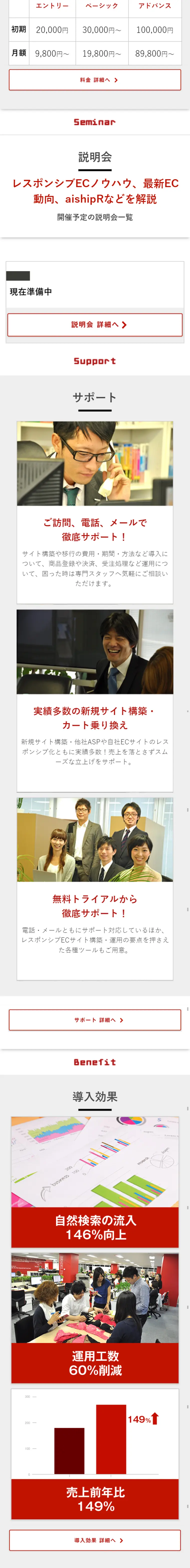 aishipRのLPデザイン（インターネットサービス／レッド系／信頼・安心系）スマホ版