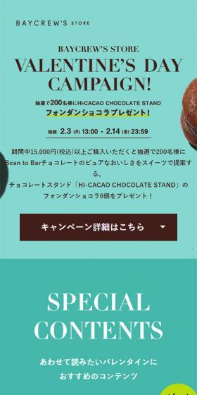 BAYCREW’S STORE VALENTINE’S DAY CAMPAIGN!のLPデザイン(サービス・保険・金融/グリーン系/シンプル系)スマホ版
