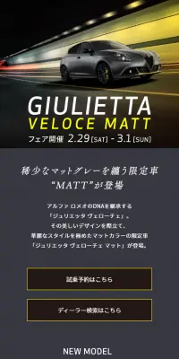 ジュリエッタ ヴェローチェ“MATT”のLPデザイン（車・バイク・自転車／グレー系／かっこいい系）スマホ版