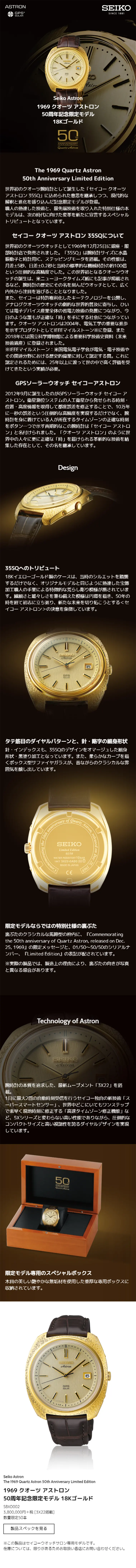 1969 Quartz Astron 50th Anniversary Limited Edition Model 18K Gold LP design (fashion / Black-colored) Mobile version