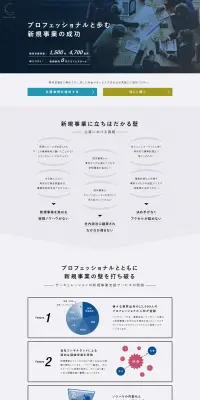 プロフェッショナルと歩む新規事業の成功のLPデザイン（サービス・保険・金融／グレー系／信頼・安心系）PC版