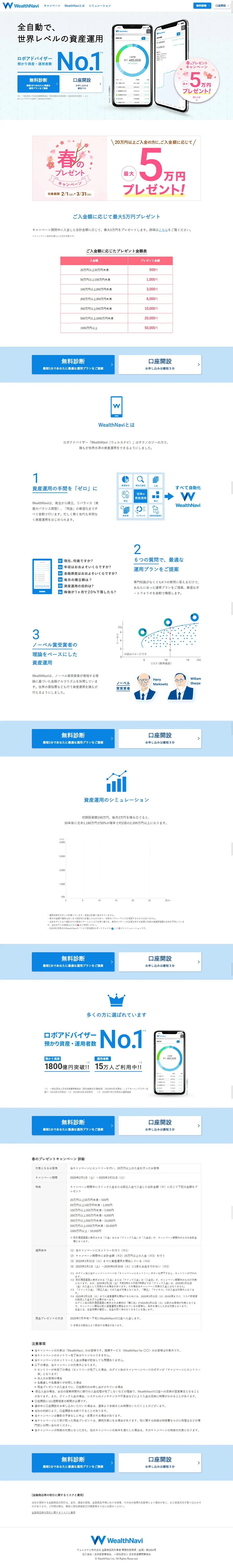WealthNavi LP design (Internet service / Shades of blue / Trust and Safety) PC version