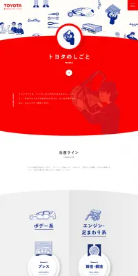 トヨタのしごとのLPデザイン（求人・採用関連／レッド系／シンプル系）PC版