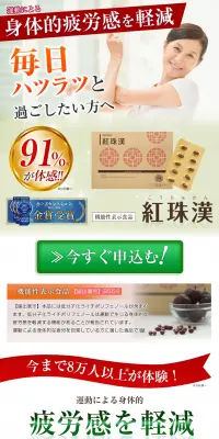 紅珠漢のLPデザイン（健康・美容食品・サプリ／レッド系／健康・癒し系）PC版