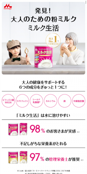 ミルク生活のLPデザイン（食品／ピンク系／信頼・安心系）スマホ版