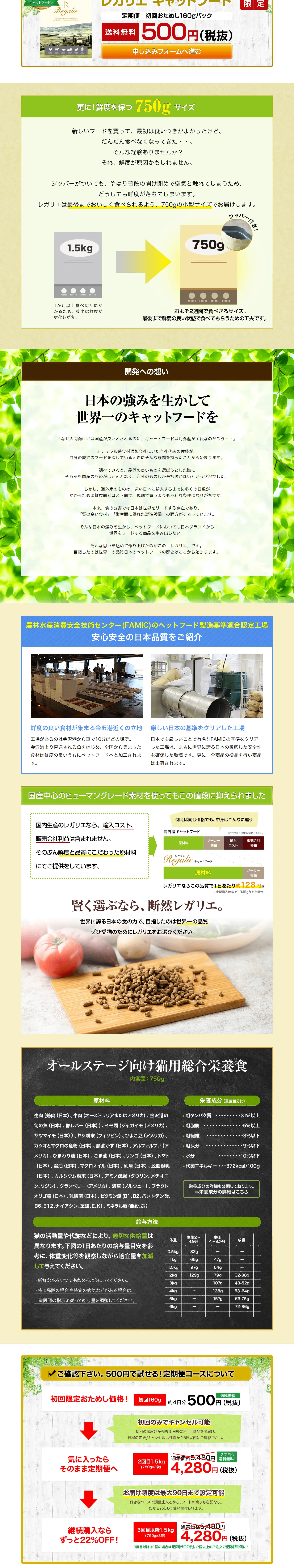 レガリエキャットフードのLPデザイン（ペット・花・DIY工具／ベージュ系／健康・癒し系）PC版