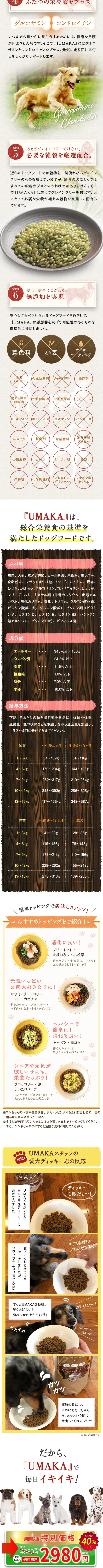 UMAKAのLPデザイン（ペット・花・DIY工具／カラフル系／健康・癒し系）スマホ版