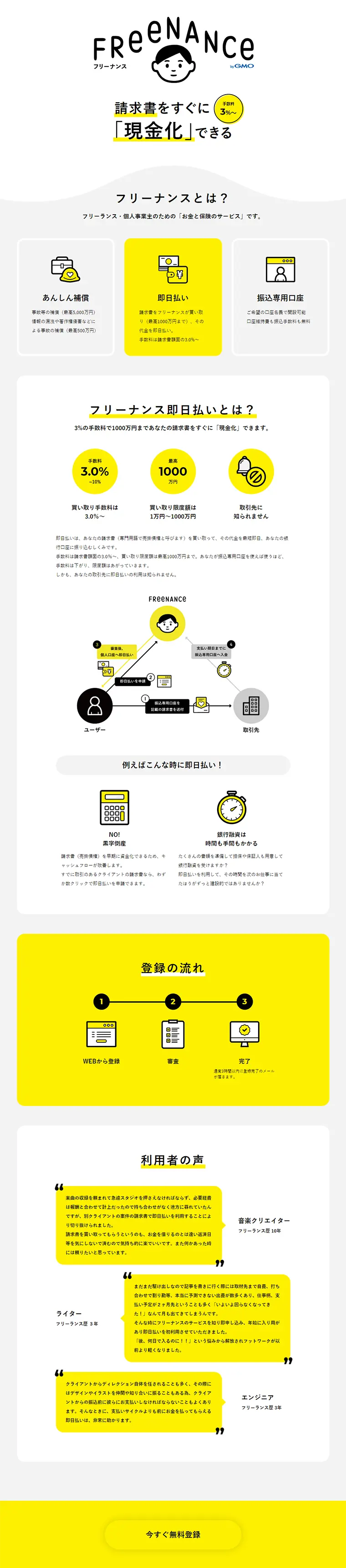 FREENANCE LP design (Services, Insurance, and Finance / yellow / Simple) PC version