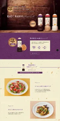 熟成素材のドレッシングのLPデザイン（食品／ベージュ系／和風系）PC版