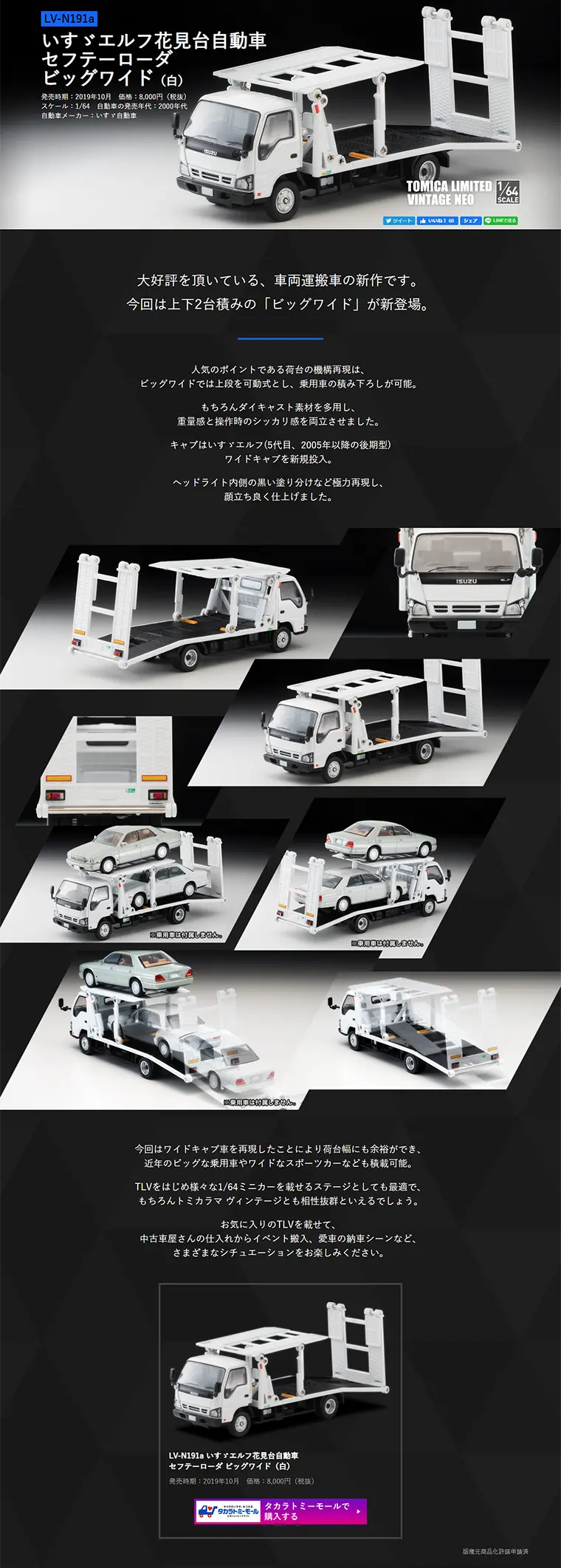 LV-N181a Isuzu Elf Hanamidai Jidosha Safety Loader Big Wide (White) LP design (Kids, Baby, Toys / Black-colored / Cool style) PC version