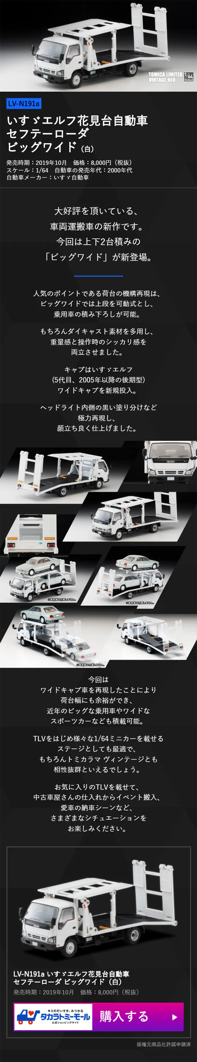 LV-N181a Isuzu Elf Hanamidai Jidosha Safety Loader Big Wide (White) LP design (Kids, Baby, Toys / Black-colored / Cool style) Mobile version