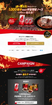 LEEで燃えろ！キャンペーンのLPデザイン（サービス・保険・金融／ブラック系／かっこいい系）PC版