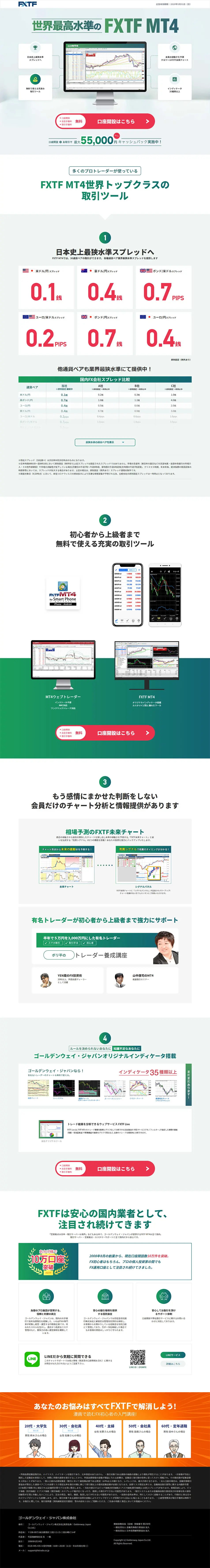FXTF MT4のLPデザイン（サービス・保険・金融／グリーン系／信頼・安心系）PC版
