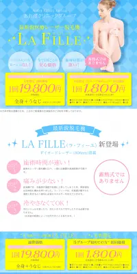レーザー脱毛機ラ・フィーユのLPデザイン（美容サービス／ブルー系／清潔系）PC版