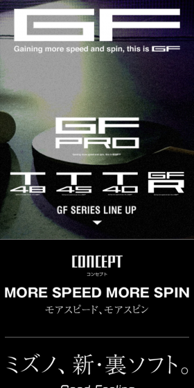 裏ソフトラバー GFシリーズのLPデザイン（スポーツ／ブラック系）スマホ版