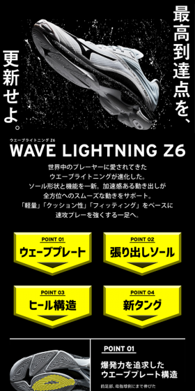 WAVE LIGHTNING Z6のLPデザイン（スポーツ／ブラック系／かっこいい系）スマホ版