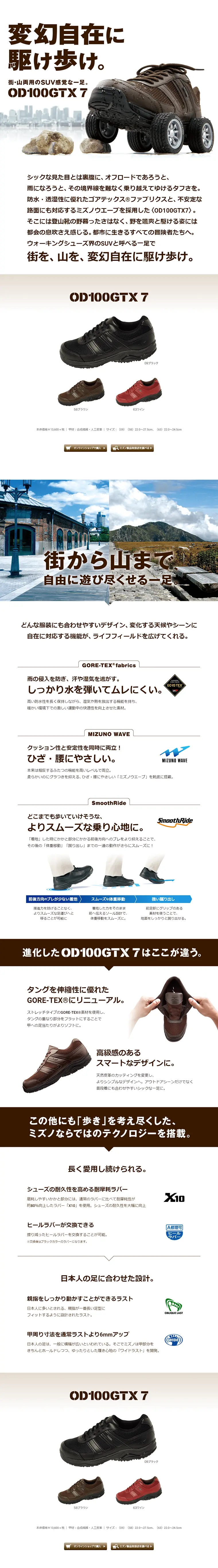 ウォーキングシューズ OD100GTX7のLPデザイン（ファッション／ホワイト系／信頼・安心系）PC版