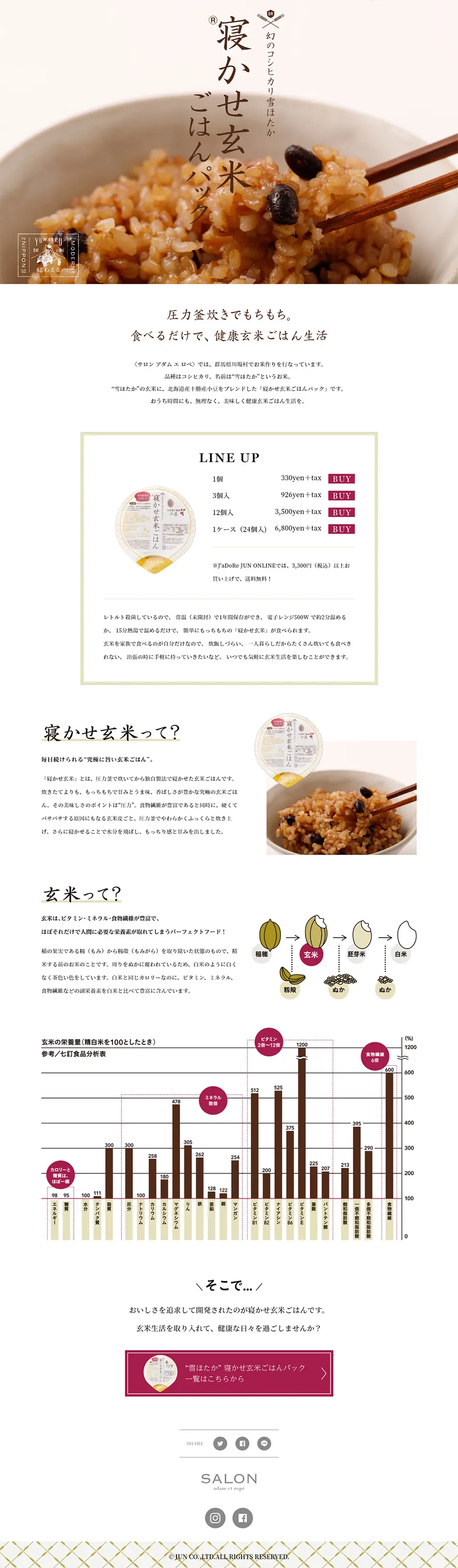 寝かせ玄米(R)ごはんパックのLPデザイン（食品／ホワイト系／ナチュラル系）PC版