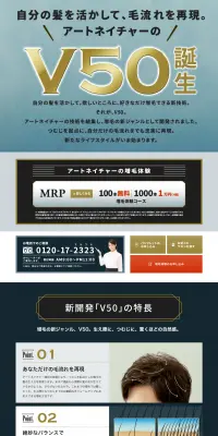 V50のLPデザイン（美容サービス／ゴールド系／信頼・安心系）PC版
