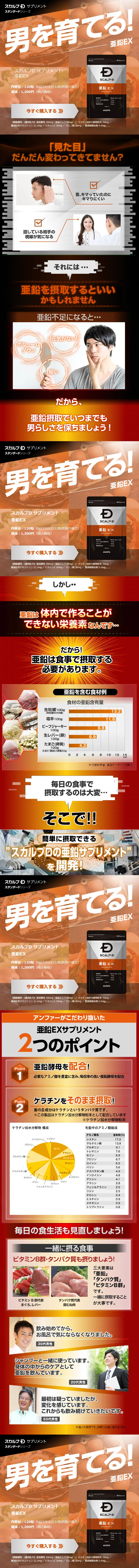 スカルプD 亜鉛サプリメントのLPデザイン（健康・美容食品・サプリ／オレンジ系／信頼・安心系）PC版