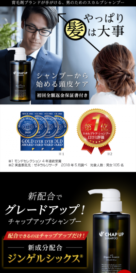 Chap Up Shampoo LP design (Beauty, Skincare, Fragrance / Black-colored / Trust and Safety) Mobile version