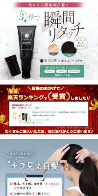 KAMIKA（カミカ）ポイントヘアカラーのLPデザイン（美容・スキンケア・香水／ホワイト系／キレイ系）PC版