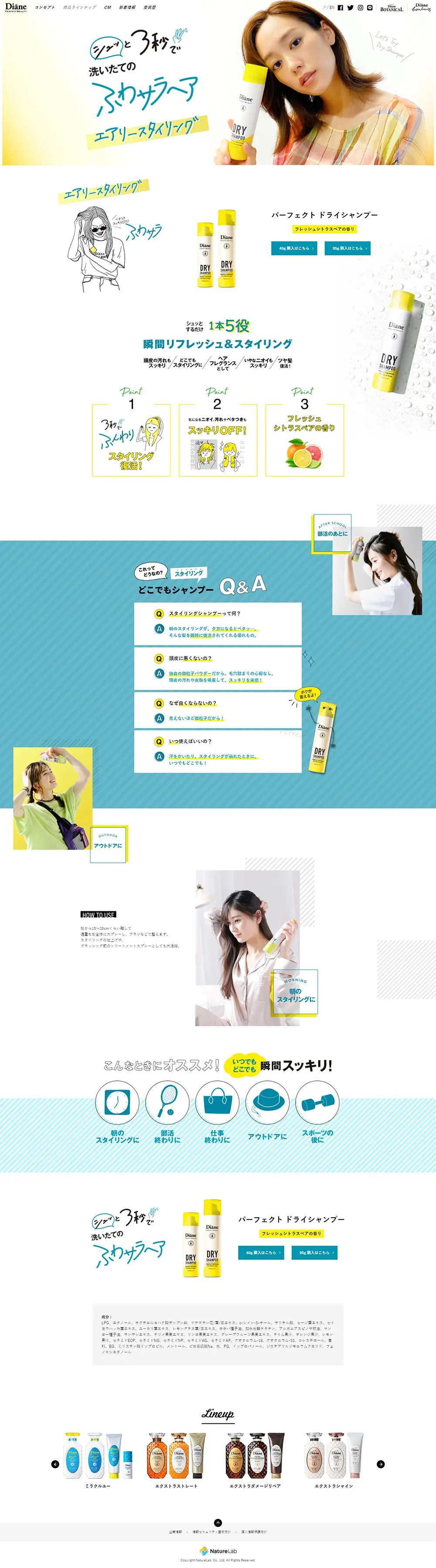 Diane Perfect Dry Shampoo LP design (Skincare, Bodycare, Haircare / yellow / Simple) PC version